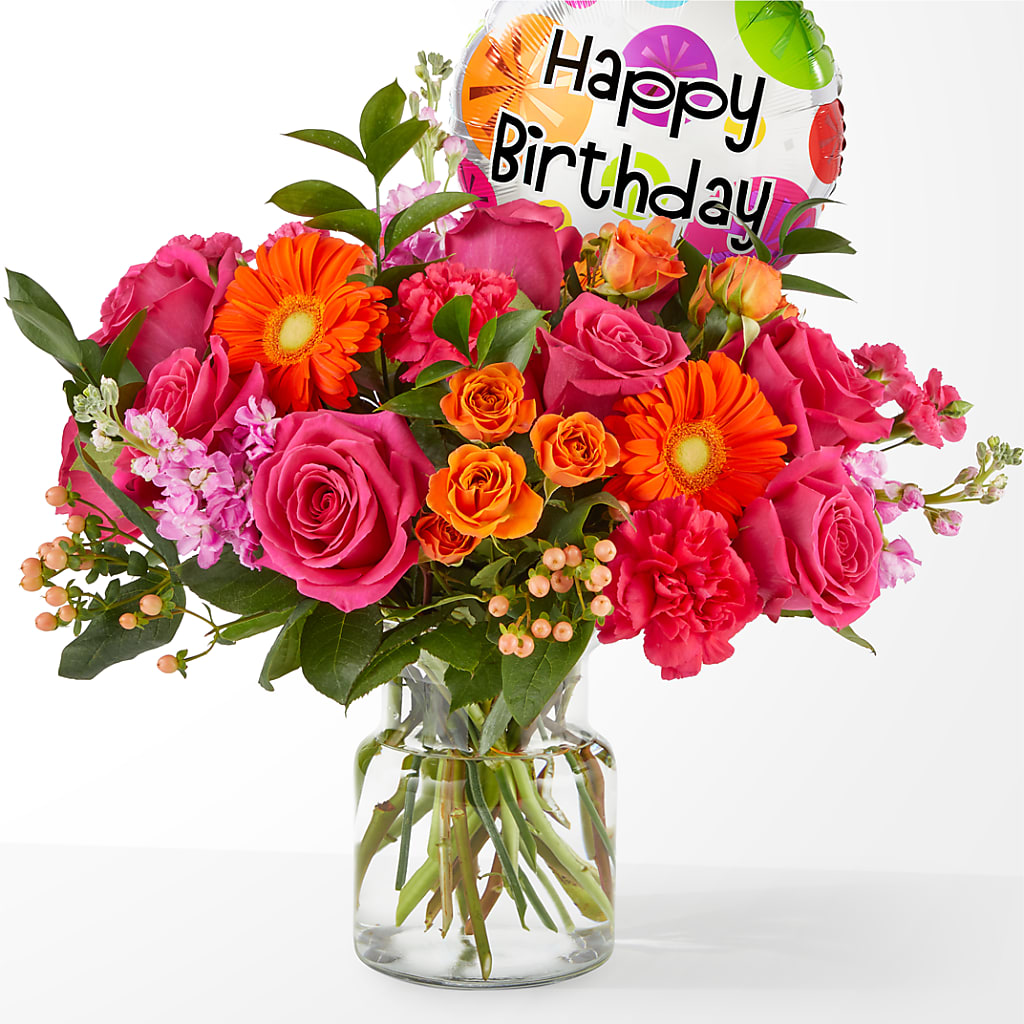 Fiesta Bouquet with Birthday Balloon – Qfc, Seattle WA