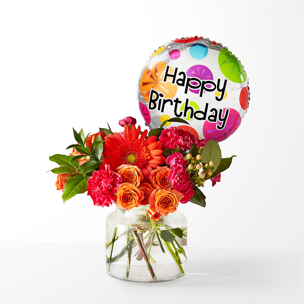 Fiesta Bouquet with Birthday Balloon – Qfc, Seattle WA