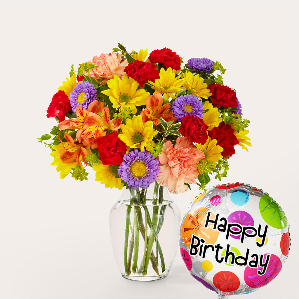 Kaleidoscope Bouquet with Birthday Balloon – Qfc, Seattle WA