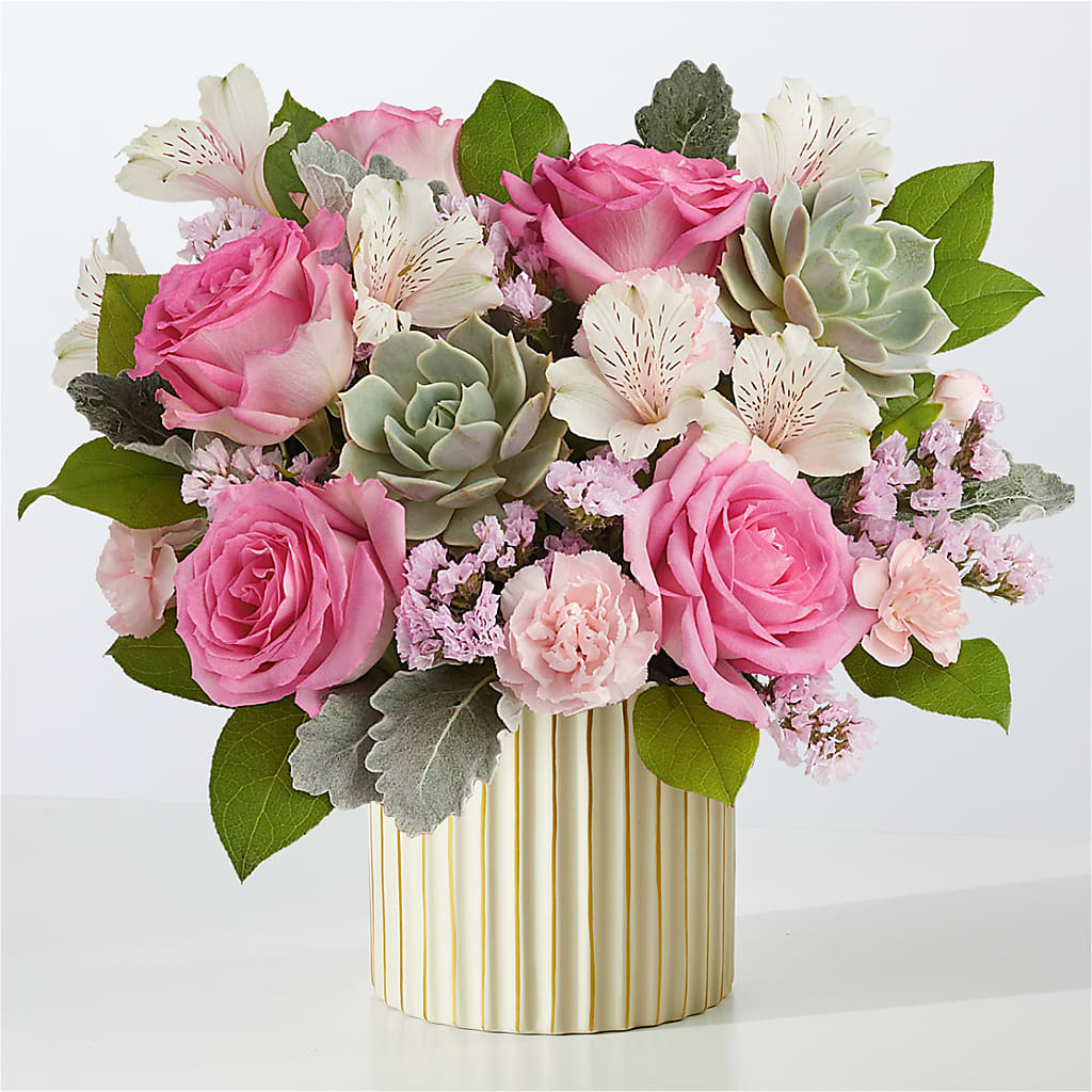 Dusty Rose Bouquet with Ivory Vase – Qfc, Seattle WA