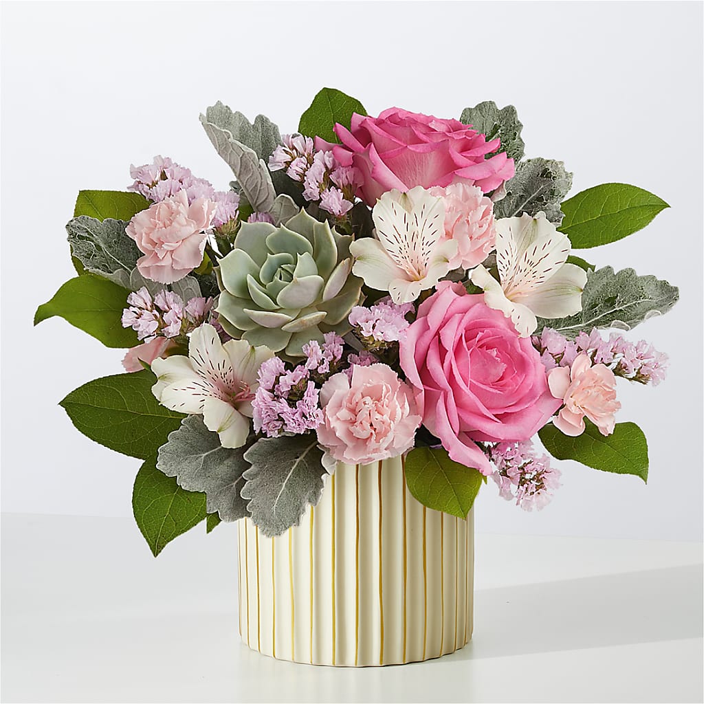 Dusty Rose Bouquet with Ivory Vase – Qfc, Seattle WA