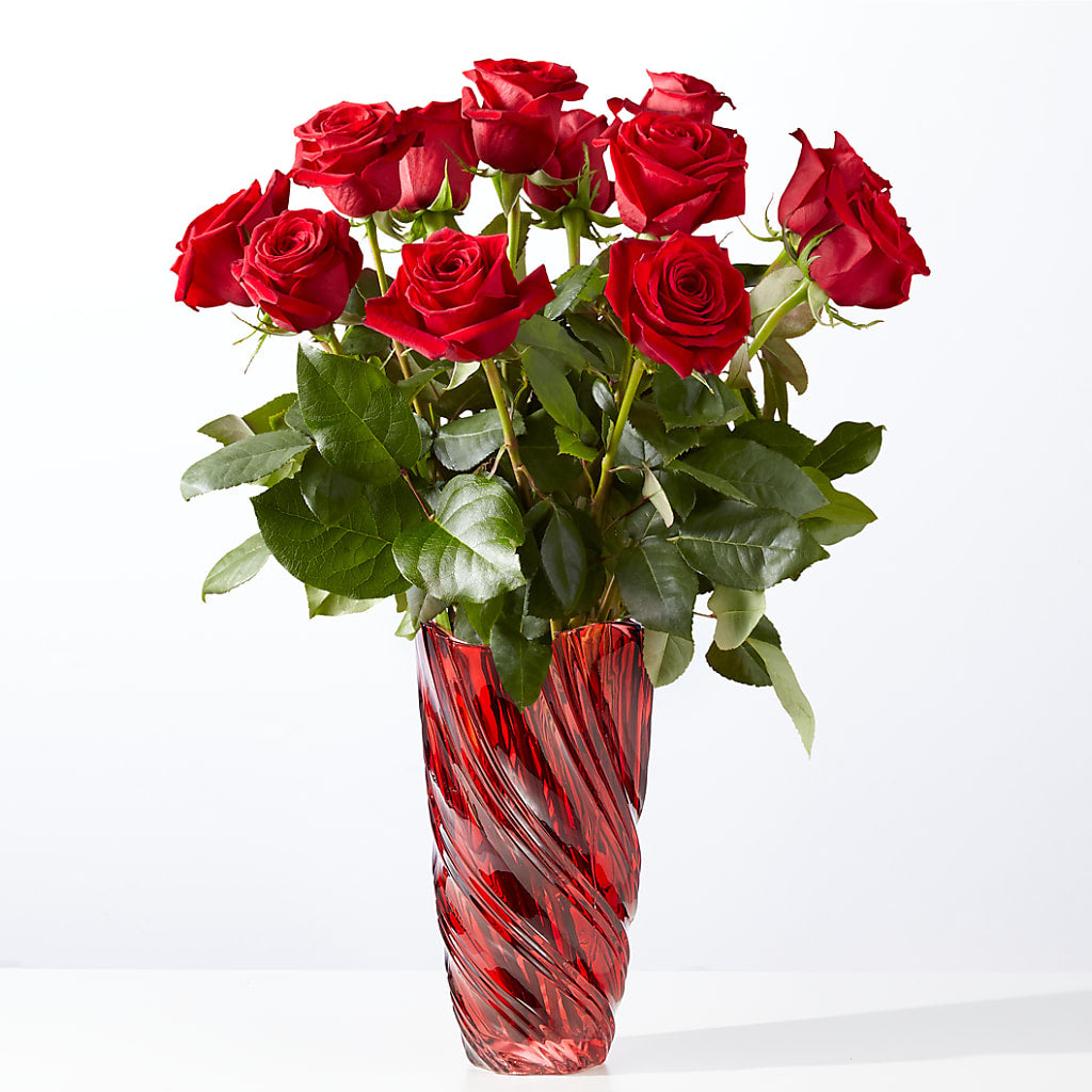 Classic Love Red Rose Bouquet with Luxe Swirl Vase – Qfc, Seattle WA